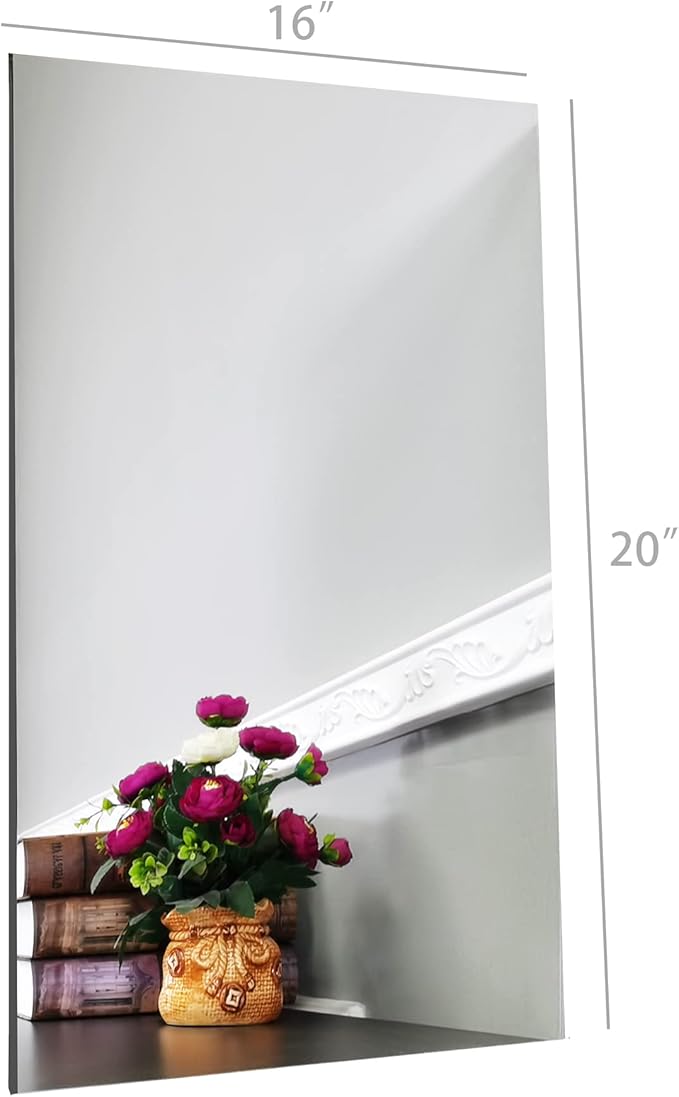 FixtureDisplays® 16X20 20X16 inches Rectangular Acrylic Mirror Plastic Shatter Proof Bath Nursery Kids Safety Mirror-NPF