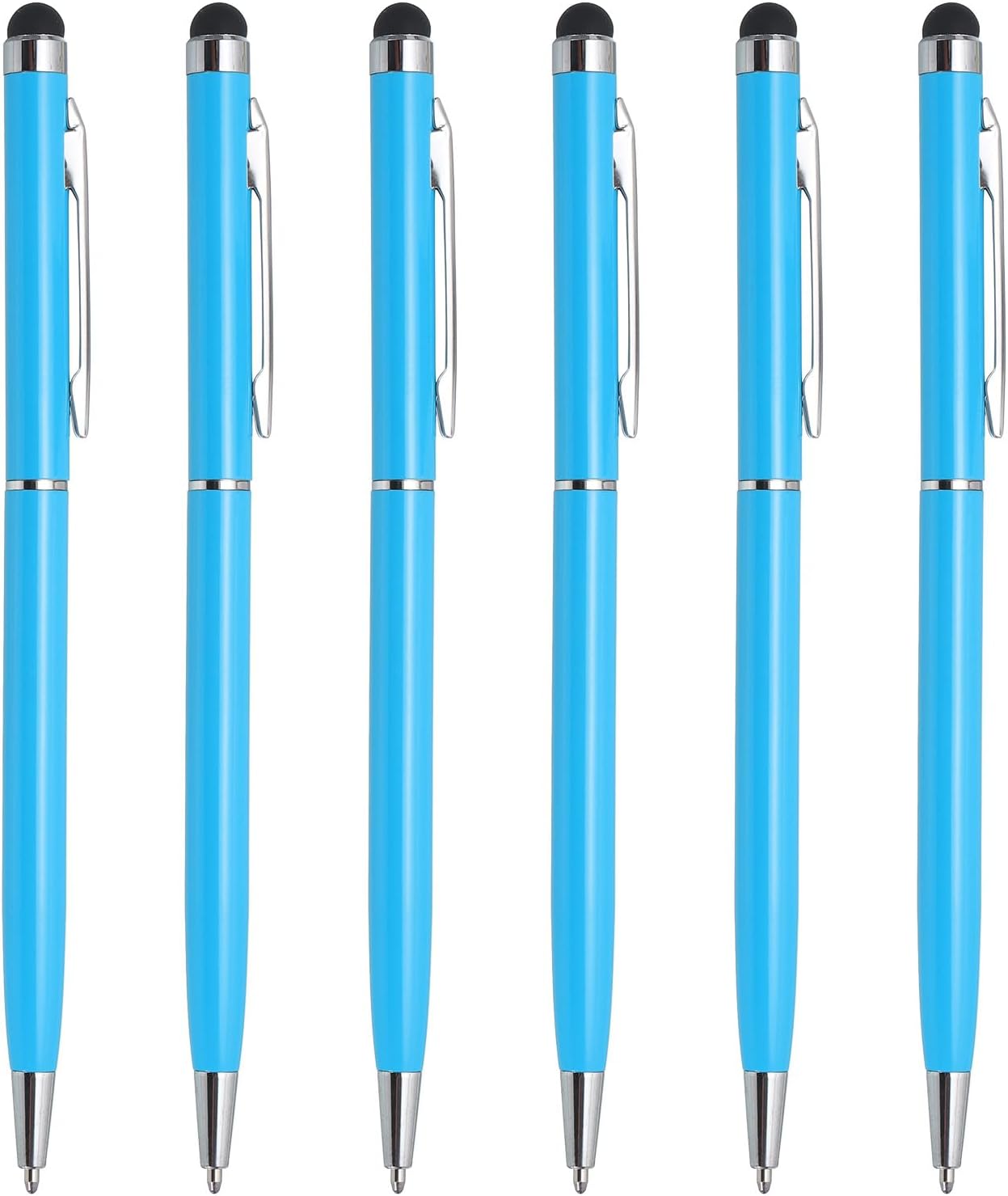 MECCANIXITY 6pcs Metal Stylus Pen Ballpoint Pen 2 in 1 Universal Retractable Ink Pen with Stylus Tips for All