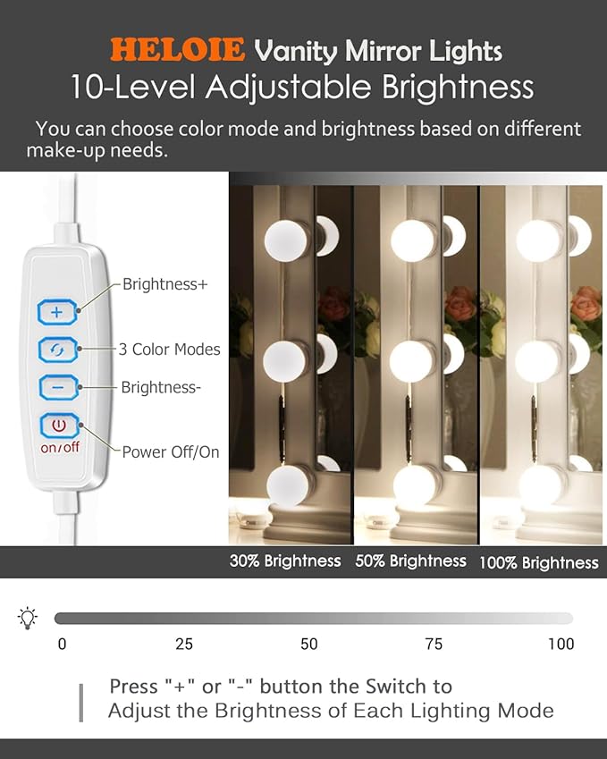 22.6ft Led Vanity Mirror Lights with 14 Dimmable Light Bulbs Makeup Vanity Lights for Big Long Mirror,Mirror Not Included
