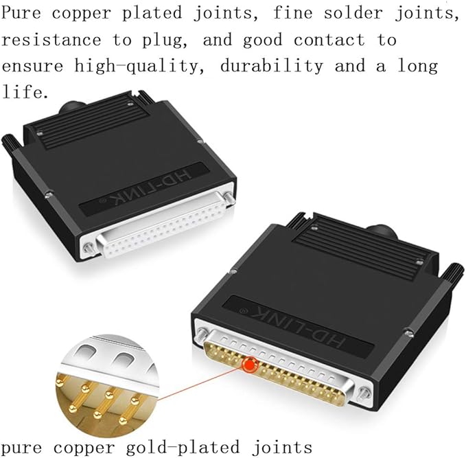 2PCS Thinner DB37 Solderless RS232 D-SUB Serial to 37-pin Port Terminal Male Adapter Connector Breakout Board with Case Long Bolts Tail Pipe