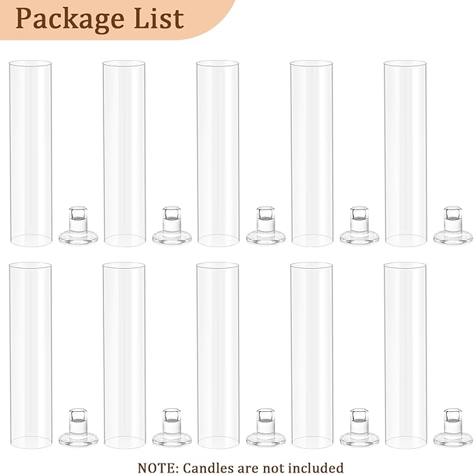 Hurricane Candle Holder Thickened Cylinder Covers 10 Pcs Taper Candle Sticks Holder Glass Tall Candlesticks Holders Centerpiece for Wedding Dining Table