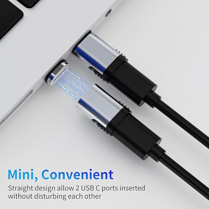USB-C Adapter 2 Pack, Magnetic Extender, 240W Straight Adapter with 4 Connector Tips, USB4 40Gbps 8K 60Hz Compatible with Thunderbolt 3/4 MacBook Pro/Air Laptop PC