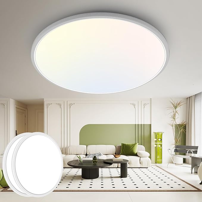 hepside 15.8INCH 2Pack Big Dimmable Flush Mount Ceiling Light Fixture White, 3CCT 3000/4500/6000K Ceiling Lamp, 36W 4200LM Super Bright Low Profile Light for Bedroom, Kitchen, Bathroom, Hallway