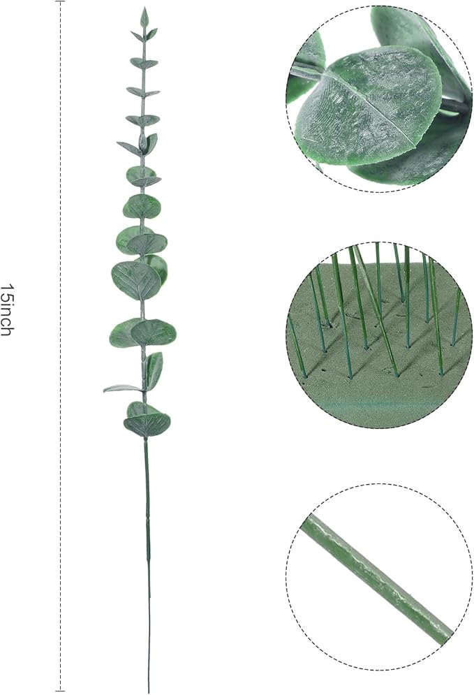 300 Pcs Eucalyptus Stems Faux Greenery Artificial Eucalyptus Leaves Eucalyptus Decor Greenery Stems Faux Greenery Branches for Wedding Centerpiece Flowers Bouquet Farmhouse Home Decor (Dark Green)