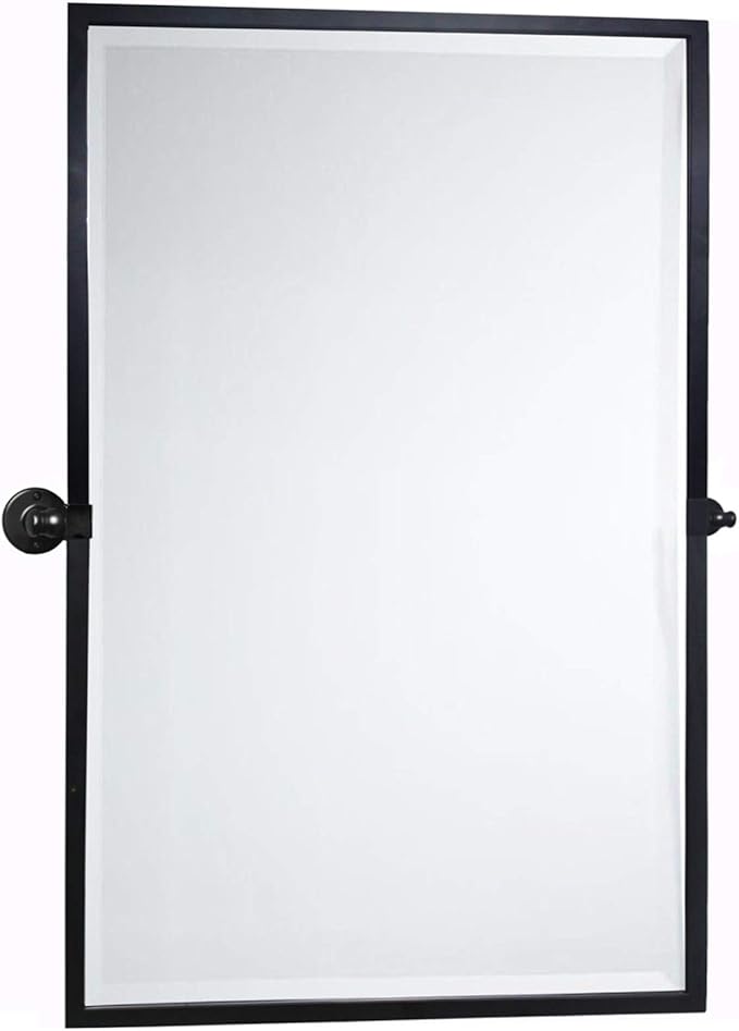 TEHOME 28.5 x 36'' Black Metal Framed Pivot Rectangle Bathroom Mirror Tilting Beveled Vanity Mirrors for Wall…