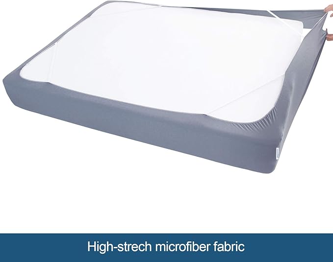 Box Spring Cover Full Size, Alternates for Bed Skirt, Smooth and Elastic Woven Material Wrap Around 4 Sides of The Box Spring, Wrinkle & Fading Resistant, Washable, Dustproof, Grey, 10 Pack