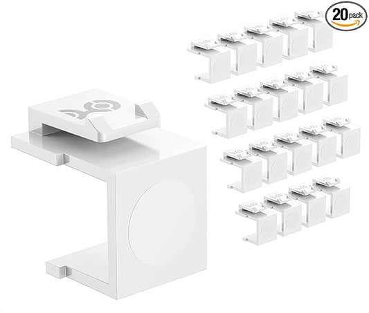 Cable Matters 20-Pack Blank Keystone Jack Inserts in White, Blank Inserts for Keystone Wall Plates/Patch Panels