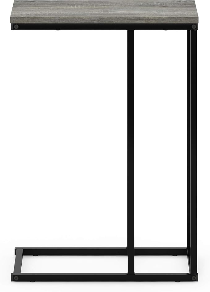 Furinno Camnus Modern Living C Shaped Sofa Side Table, 9.8 in x 17.9 in x 25 in, French Oak Grey