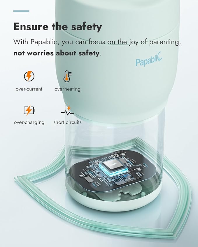 Papablic Pro Portable Bottle Warmer for Travel – Fast Heating, Built-in Sterilizer, 30W Fast Charge, 5-Temp Control, Easy-Clean Wide Mouth, Baby Milk Warmer for Breastmilk & Formula, Lilac Purple