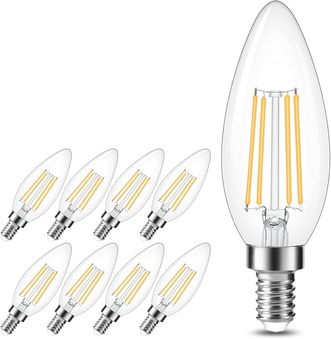 Cotanic LED Candelabra Bulb Dimmable 2700K Soft Warm White, E12 Small Base Type B Light Bulb 60W Equivalent, B11 Candle Light Bulb for Chandelier, Ceiling Fan Light Bulbs, 600LM, AC 120V, 8 Pack