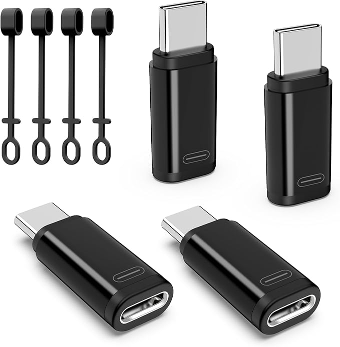 TiMOVO for Lightning to USB C Adapter, 4 Pack USB C Male to Lighting Female Adaptrer with 36W Fast Charging & Data Sync for iPhone 15/16 Pro/Pro Max/Plus, Galaxy S24/23, iPad, NOT for Audio/OTG, Black