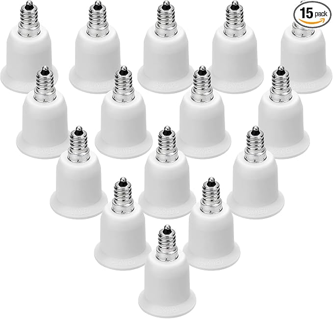 JACKYLED 15-Pack E12 to E26 E27 Adapter Chandelier Light Socket E12 to Medium Socket E26 E27 Converter Bulb Base Adapter Converter