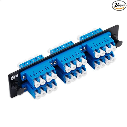 Cable Matters 24 Fibers LC to LC OS2 Single Mode Fiber Patch Panel with 6 x LCLC UPC Quad Fiber Optic Adapters - LGX Compatible