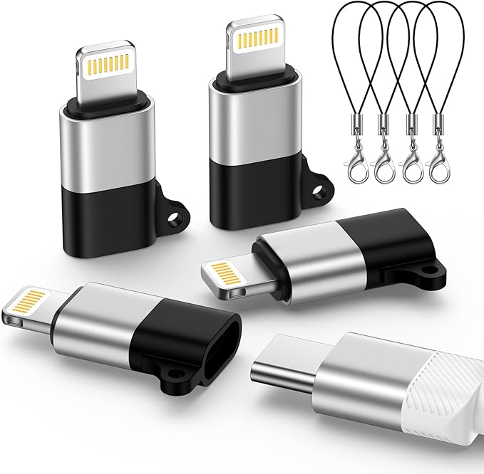 4 Pack [Apple MFi Certified] USB C to Lightning Adapter for iPhone 14 13 12 11 X XR XS SE 8 7 6 5 AirPods, Lightning to USB Type C Adapter Cable Adaptor PD Fast Charging & Data Sync, NOT for Audio/OTG