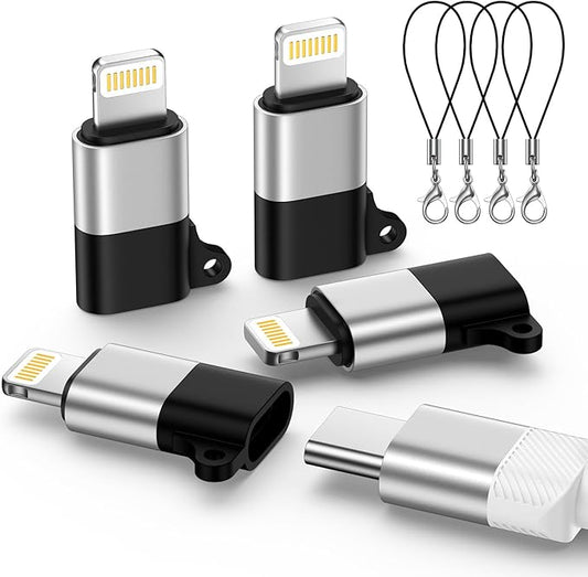4 Pack [Apple MFi Certified] USB C to Lightning Adapter for iPhone 14 13 12 11 X XR XS SE 8 7 6 5 AirPods, Lightning to USB Type C Adapter Cable Adaptor PD Fast Charging & Data Sync, NOT for Audio/OTG