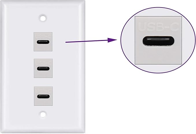 USB C Keystone Jack Adapter USB 3.1 Type-C Female to Female Keystone Insert Socket Coupler Adapter for Wall Plate Outlet Panel (White/2 Pack)