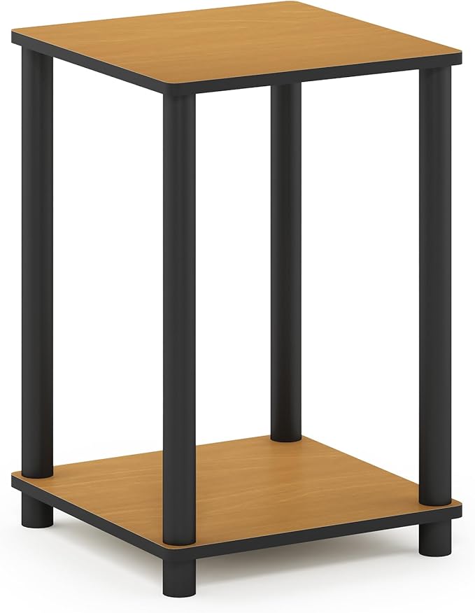 Furinno Turn-N-Tube End Table, 1-Pack, Light Cherry/Black