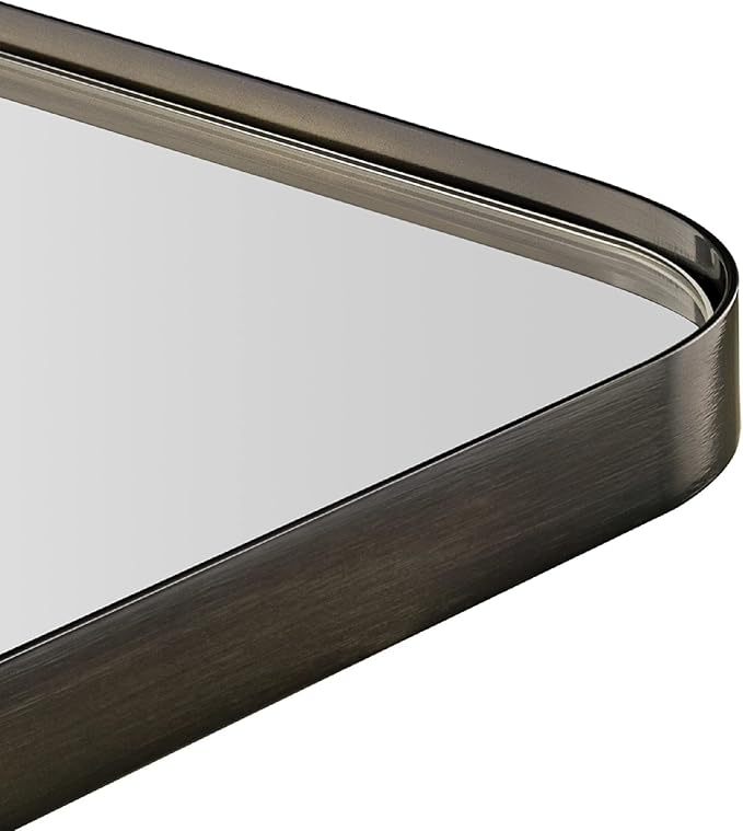 TEHOME 24x36 inch Oil Rubbed Bronze Metal Framed Bathroom Mirror for Wall in Stainless Steel Black Rounded Rectangular Bathroom Vanity Mirrors Wall Mounted