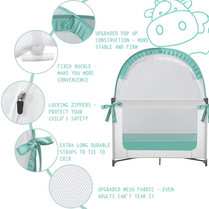 Baby Pack and Play Tent, Pack N Play Canopy to Keep Baby from Climbing Out, Crib Tent for Pack N Play & Playard (39.6" L x 27.6" W x 49.2" H)
