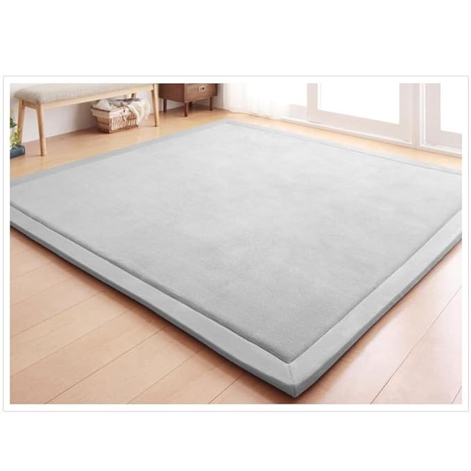 Loartee Nursery Crawling Rug and Play Mat - Velvet Coral (5.0'x 6'8", Gray) for Toddler Exercise