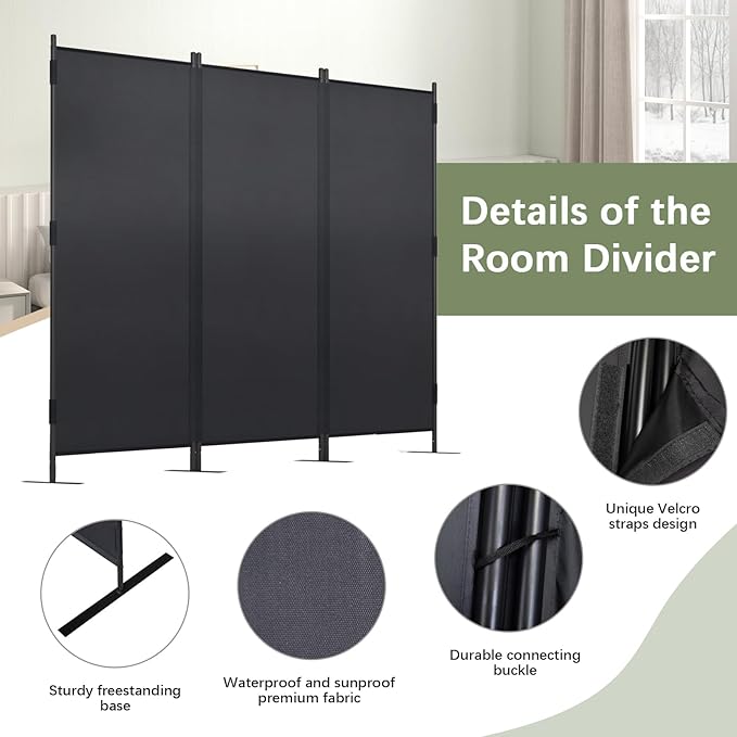JAXPETY 2PCS Room Divider Panel 6ft Tall Privacy Screen for Room Separation, Folding and Portable Office Wall Dividers 88" W x 73" H