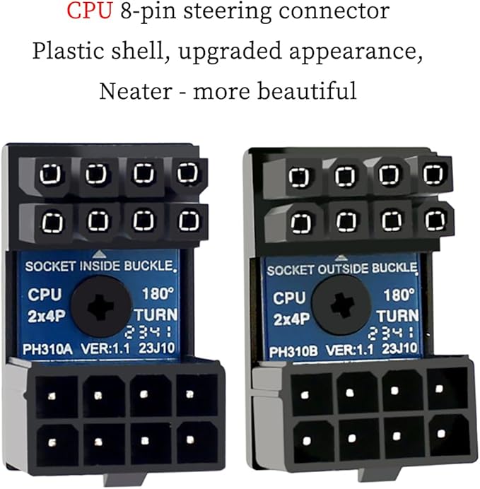 CPU ATX 8P Power Adapter Male to Female Header 180 Degree Socket Buckle for Desktop Chassis CPU Wiring Beautification (PH310A 1piece)