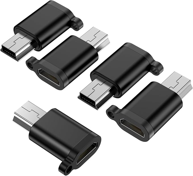 Mini USB Male to Micro USB Female Adapter, Mini USB2.0 Male Convert Connector Support Charging &Data Transfer Compatible for Digital Camera/MP3 Player/Mobile Hard Drive/Dash Cam(5 Pack)