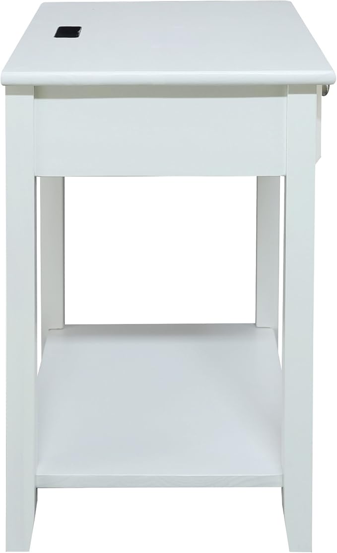 Casual Home Owl White Night Stand with USB Port , 17.5 in x 14.25 in x 24.5 in (W x L x H)