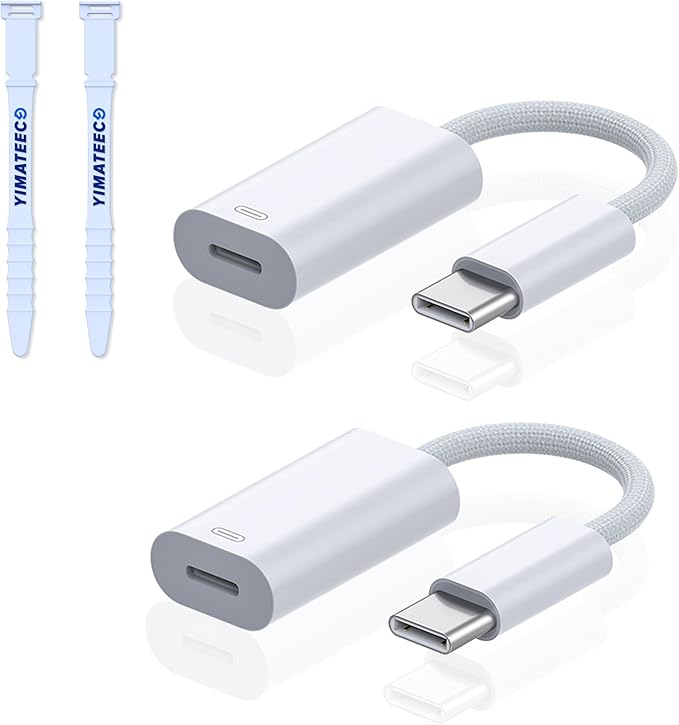 USB C to Lightning Adapter Cable, 2Pack USB C Male to Lightning Female Adapter Support 20W PD Fast Charging&Data Transfer Converter for iPhone 15 Series, iPad Pro, Galaxy (White, 2Pcs, Not for Audio)
