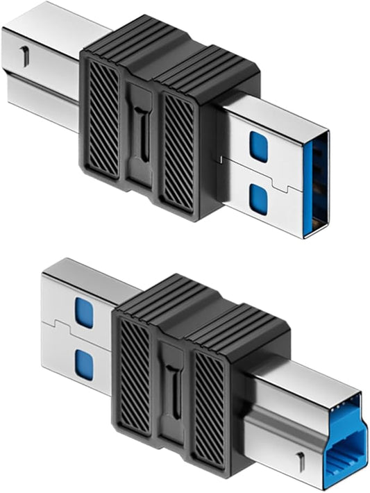 QIANRENON USB3.0 Type B to USB-3.0 Printer Adapter 5Gbps USB3.0 B Male to A Male Data Connector USB-B 3.0 to USB-A Converter, Not for Type-B 2.0, for Computer External Hard Drive Scanner, 2Pcs