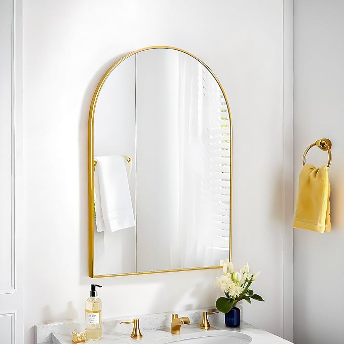 20x30 Arch Mirror Rectangle Wall Mounted Metal Frame Mirrors for Entryway Bedroom Bathroom Living Room 20 30 24x36 inch Black Silver - Gold