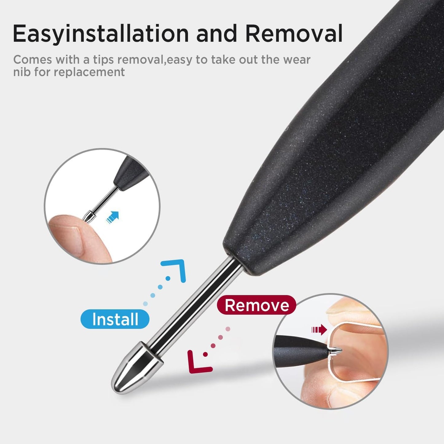 Miimall Pen Tips for Remarkable 2 Paper Tablet Pen, Metal Replacement with 2 Tips/Nibs & 1 Tweezer - Silvery