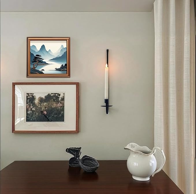 Wall Candle Holder Set of 2, Modern Candle Sconces Wall Mount Metal Holders Hanging Candle Pillar Holder for Living Room, Wedding, Farmhouse, Fireplace, Matte Black