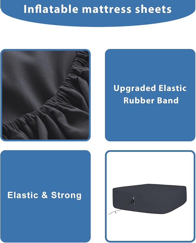 Bedecor Air Bed Sheets for Mattress Cover Removable Bed and Elastic Band Super Soft and Breathable & Deep up to 21" Black Twin XL