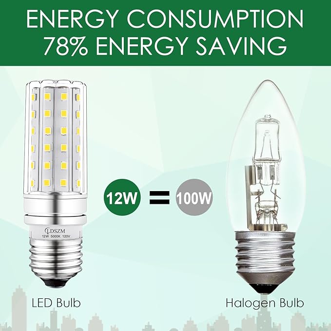 LED Light Bulb 100w Equivalent 1200 Lumen 5000K Cool Daylight White 12W Super Bright LED Bulb E26 Base Non-Dimmable Ceiling Fan Light Bulbs for Home Indoor LED Corn Light Bulb Pack of 4