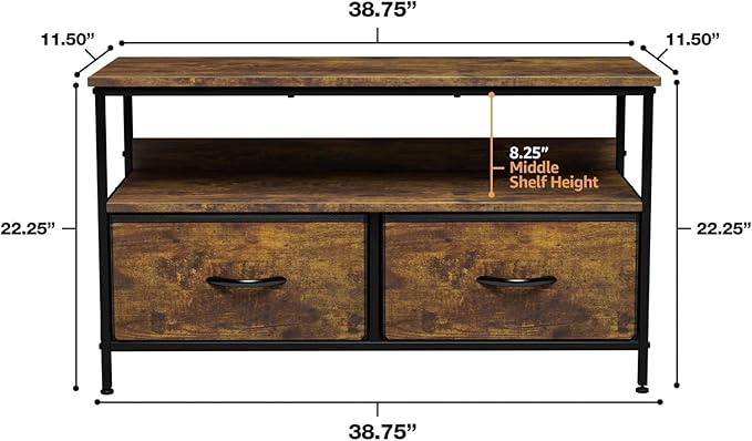 Sorbus TV Stand Dresser with 2 Drawers - Television Riser Chest with Storage - Bedroom, Living Room, Closet, & Dorm Furniture