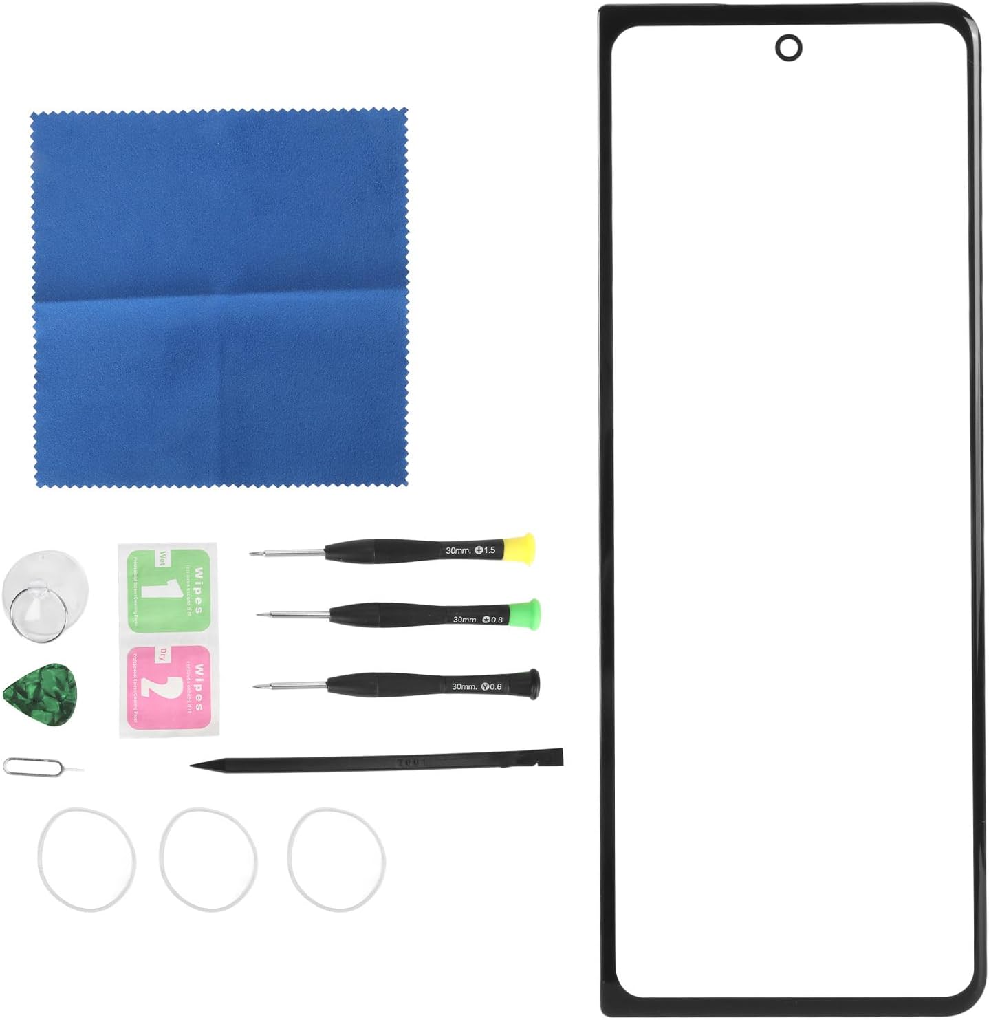 Front Glass Repair Kit for Galaxy Z Fold 3 5G F926, Replacement Front Outer Lens Glass Screen with Tool Glue, Phone
