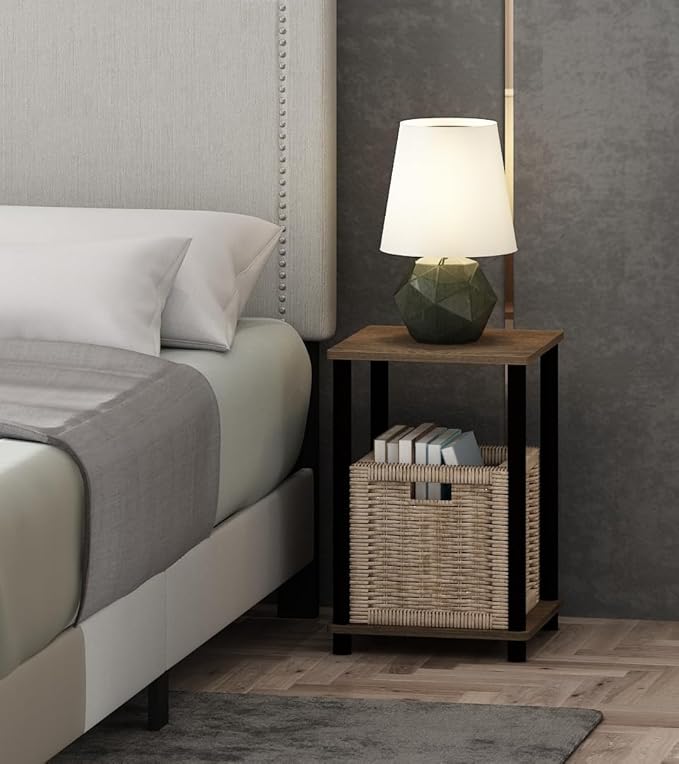 FURINNO Turn-N-Tube Haydn End Table, 1-Pack, Walnut/Brown