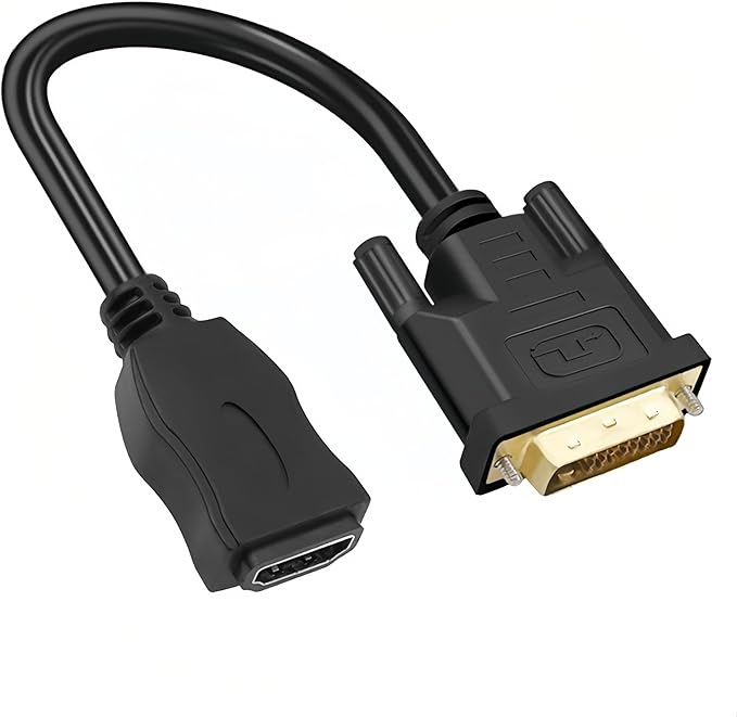 MMOBIEL HDMI to DVI Cable Adapter - Bi-Directional - Male DVI-D Dual Link to Female HDMI - Cable Converter Supports Monitor, PC, TV, Gaming, Projector - 1080p Full HD 60Hz - Gold Connector 1ft / 0.3m