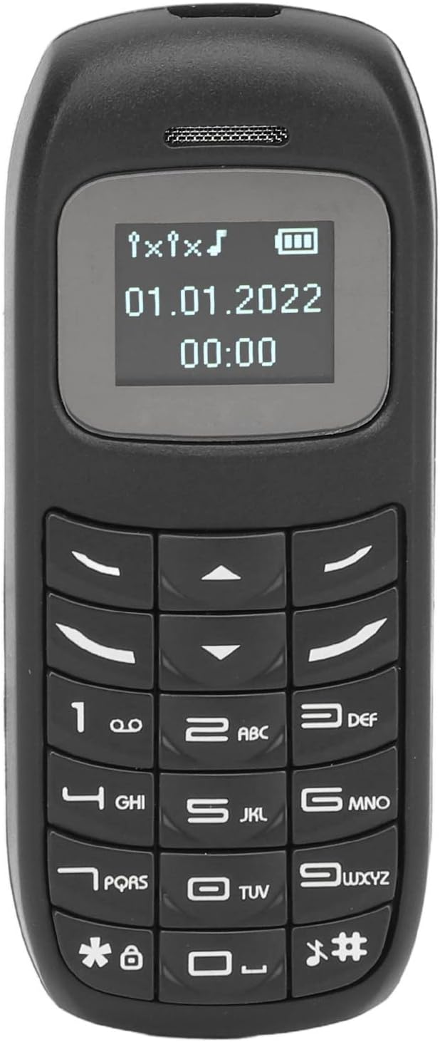 GOWENIC BM70 Mini Smartphone, 2G Unlocked Mobile Phone, 0.66 Inch Screen, Dual SIM, Bluetooth Music Player (Black)