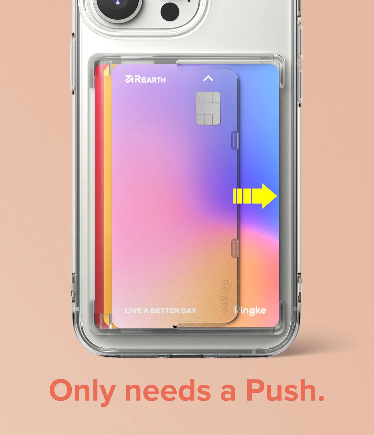 Ringke Side Slot Card Holder for Phone Case, Business Card Holder for iPhone, Galaxy, and Pixel, Clear Mist