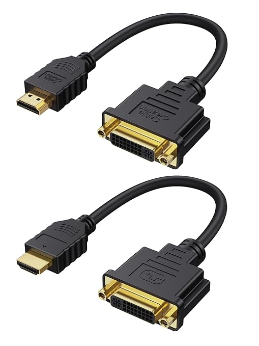 CableCreation HDMI Male to DVI Female 0.5ft [2 Pack], Bi-Directional HDMI Male to DVI-I (24+5) Female Adapter, for PC, TV, TV Box, PS5, Blue-ray, Xbox,Switch
