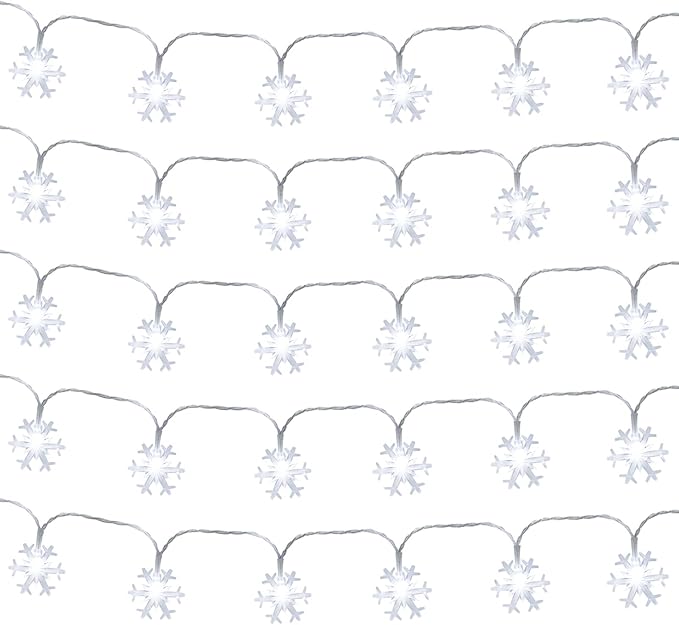 DomeStar White Snowflake String Lights, 9.8Ft 20LED Christmas String Lights for Indoor Outdoor Xmas Tree Decorations Winter Party Garden Patio