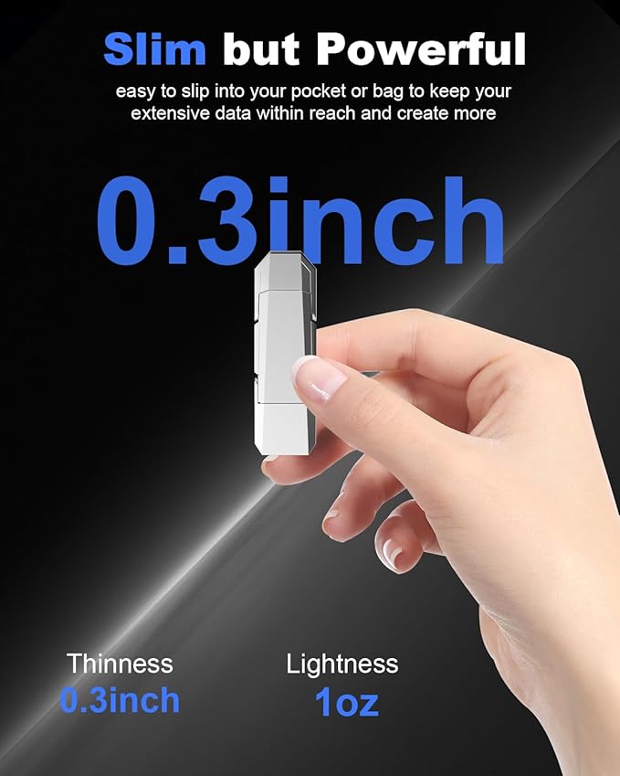 64GB External Portable SSD USB Solid State Drive, Up to 450MB/s USB 3.2 Gen 2 Solid State, Type C + USB A Dual Drive for Phone/Android Laptops/Windows/Mac, Silver