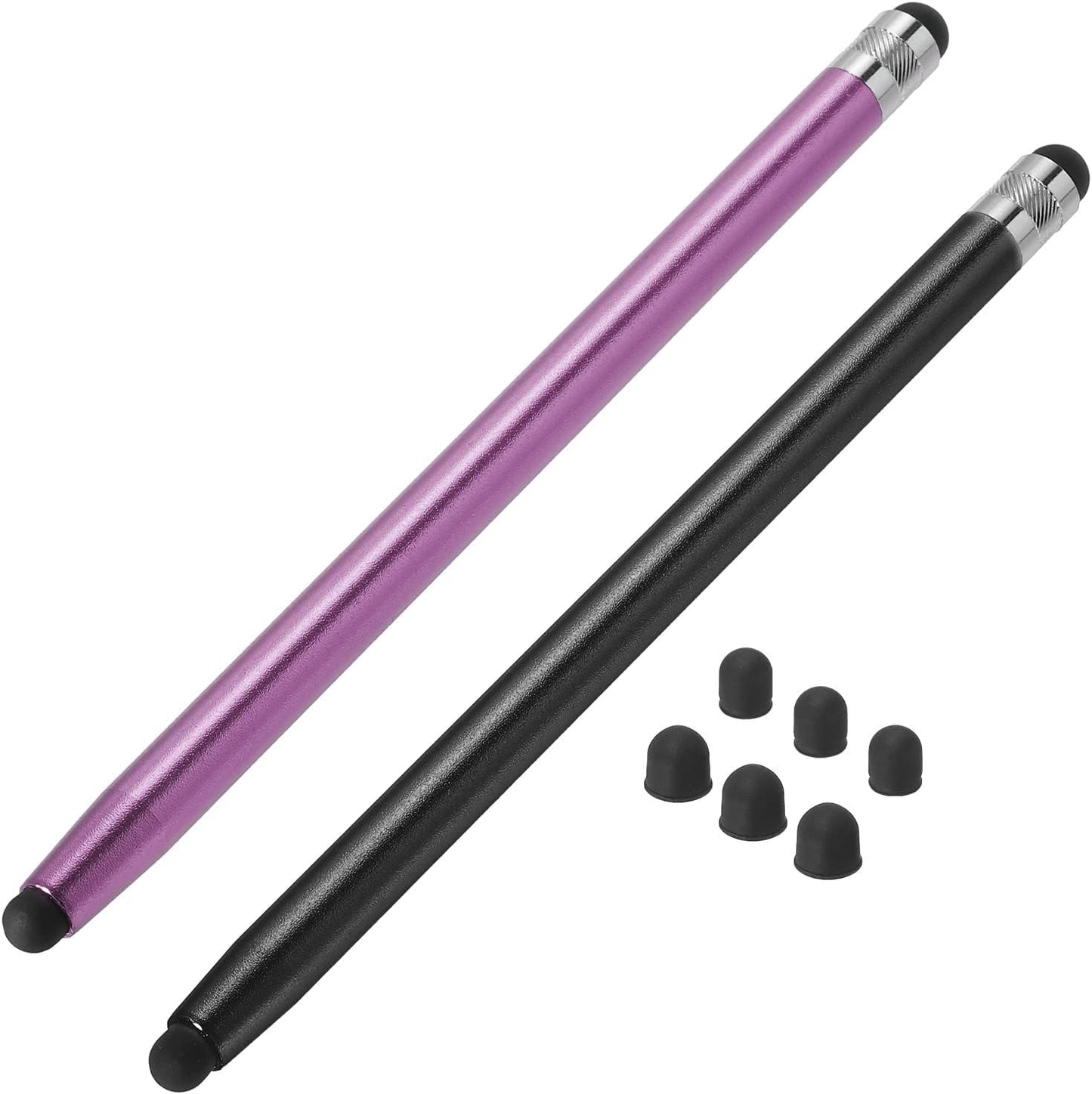 MECCANIXITY 2pcs Stylus Pens for Touch Screens with 6 Extra Tips, Dual Rubber Tips Capacitive Stylus Universal Tablet
