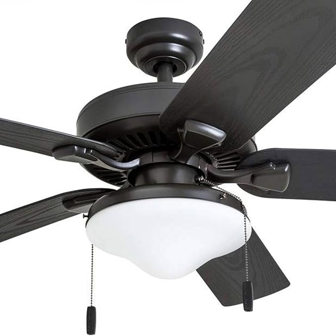 Honeywell Ceiling Fans Belmar 52 Inch Ceiling Fan With Light, Indoor/Outdoor Ceiling Fan with Pull Chain, LED Tri-Mount 5 Blade Design, ETL Damp Rated, Bronze (50512-01)