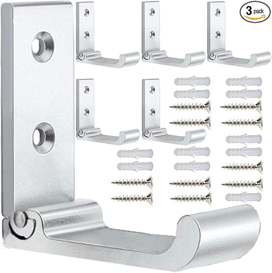 Folding Coat Hooks, Matte Black Wall Hooks for Hanging Coats Bathroom Towel Hooks Hardware Heavy Duty Aluminum Alloy Robe Hooks Wall Mounted DIY Coat Rack Hooks No Rust Indoor, Outdoor (10Pcs-Silvery)