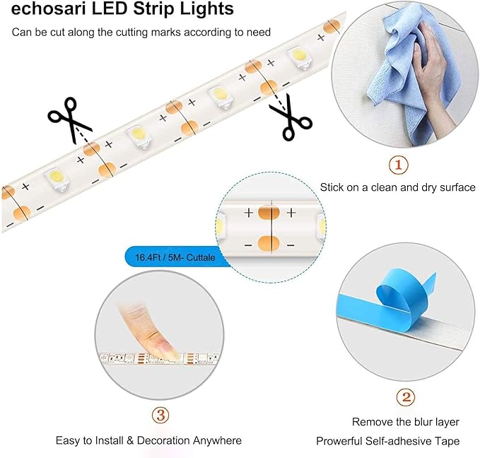 LED Strip Lights Battery Operated, 9.8ft 90 LED Strip Lights with Remote Control Timer Dimmable, Waterproof Flexible Lights Strip for Indoor Outdoor Table Bedroom Boat Kitchen - White