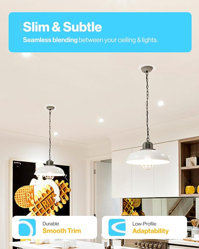 Sunco 12 Pack Goof Rings for 6 Inch Recessed Lights, Flush Mount White Can Light Trim Ring Cover, Outer Diameter 8.6 Inch, Inner Diameter 6.2 Inch, Paintable Surface, Matte Finish.