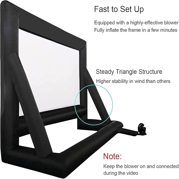 24 Feet Inflatable Projector Movie Screen Outdoor Indoor, Portable Blow Up Cinema Projection Screen, with Air Blower, Tie-Downs and Storage Bag, for Backyard Pool Party Movie Nights